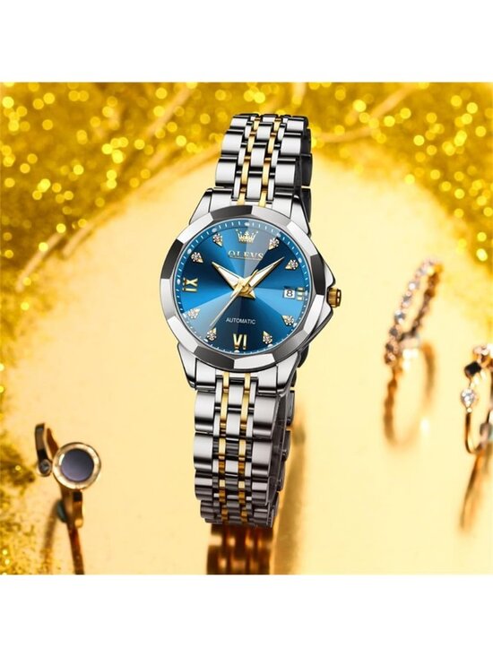 Women\'s Blue Mechanical Automatic Luxury Ceramic Strap Self Winding Wrist Watch main image 4